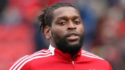 ABERDEEN, SCOTLAND - OCTOBER 03: Jay Emmanuel Thomas of Aberdeen is seen prior the Ladbrokes Scottish Premiership match between Aberdeen  and  Celtic at Pittodrie Stadium on October 03, 2021 in Aberdeen, Scotland. (Photo by Ian MacNicol/Getty Images)