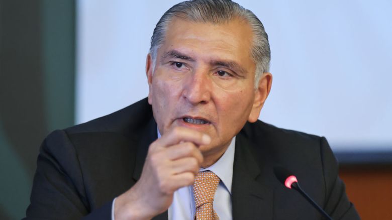 MEXICO CITY, MEXICO - OCTOBER 08: Secretary of the Interior of Mexico Adán Augusto López speaks during a conference as part of the High Level Security Dialogue at SRE Building on October 08, 2021 in Mexico City, Mexico. Antony Blinken and Marcelo Ebrard also meet to dialogue on the relation between both countries. President of Mexico Lopez Obrador joined Blinken and Ebrard in a private event. (Photo by Hector Vivas/Getty Images)