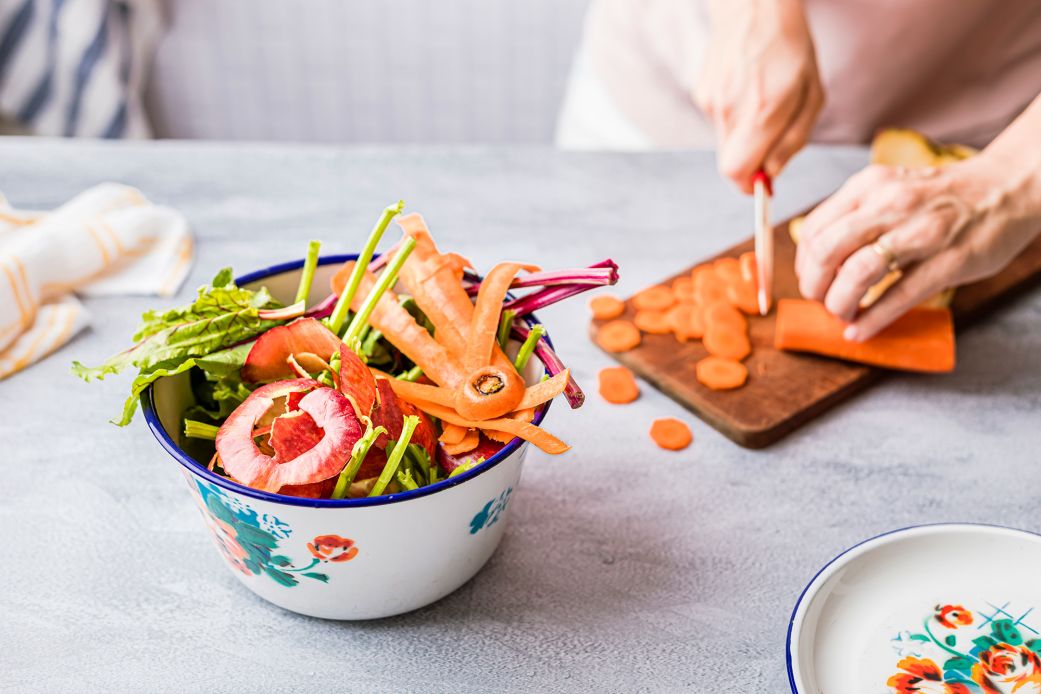 Save those scraps! Use onion skins, carrot peels and celery ends to make homemade stock.