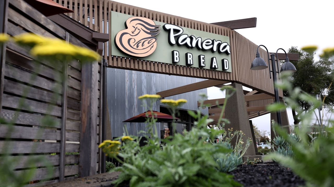 NOVATO, CALIFORNIA - NOVEMBER 09: A sign is posted on the exterior of a Panera Bread restaurant on November 09, 2021 in Novato, California. After going private in 2017 when JAB Holding bought the company for $7.5 billion, Panera bread will go public once again through an initial public offering. (Photo by Justin Sullivan/Getty Images)