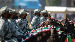 MEXICO CITY, MEXICO - NOVEMBER 20: Guardia Nacional, policemen, take part during a parade to celebrate the 111th anniversary of the Mexican Revolution at Zocalo on November 20, 2021 in Mexico City, Mexico. (Photo by Manuel Velasquez/Getty Images)