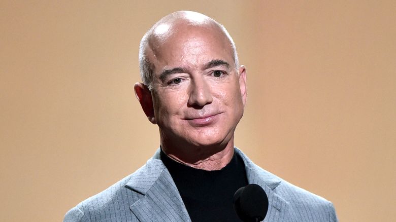 Jeff Bezos speaks on stage during the 2021 People's Choice Awards held at Barker Hangar on December 7, 2021 in Santa Monica, California.