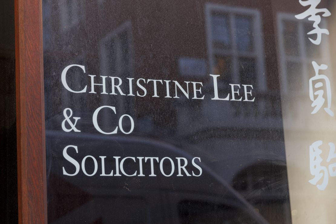 The Christine Lee & So Solicitors office on Wardour Street, London, on January 13, 2022.