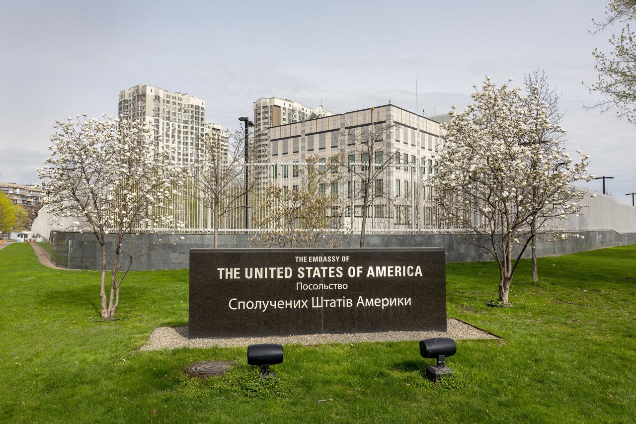 The United States Embassy to Ukraine stands closed on April 25, 2022 in Kyiv, Ukraine.