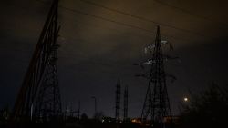 LVIV, UKRAINE - MAY 03: An electricity pylon is illuminated by torchlight as police and engineers inspect the area following explosions after a Russian missile strike on May 3, 2022 in Lviv, Ukraine. Lviv Mayor Andriy Sadovyi said on the social media service Telegram that multiple power substations had been damaged by missile strikes, injuring at least two people, and some parts of the city are experiencing power outages. (Photo by Leon Neal/Getty Images) (Photo by Leon Neal/Getty Images)