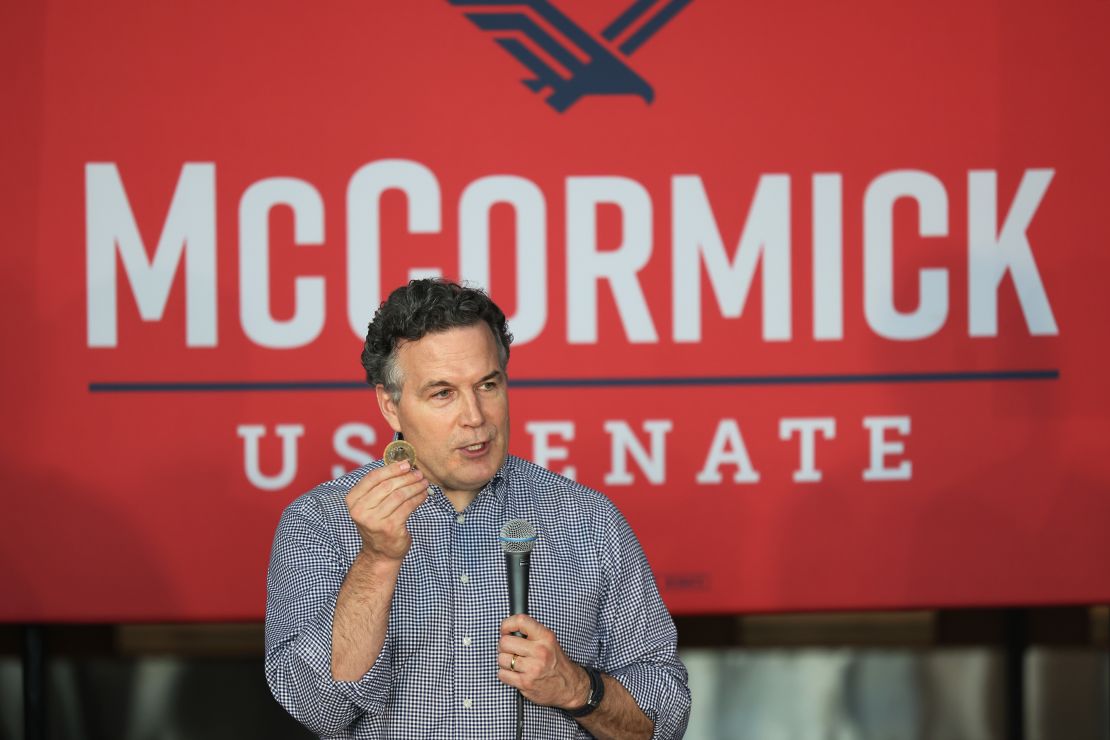 Dave McCormick speaks at a rally during his 2022 Senate run.