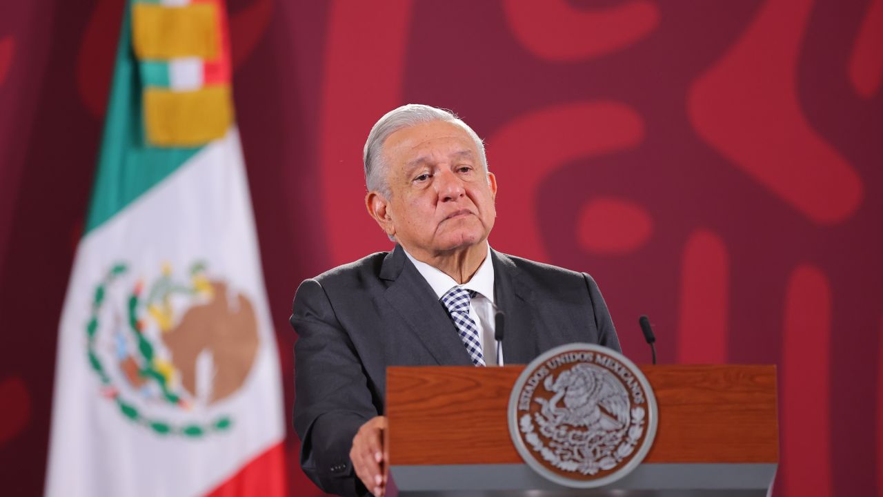 MEXICO CITY, MEXICO - JUNE 28: President of Mexico Andres Manuel Lopez Obrador gestures during the daily briefing at Palacio Nacional on June 28, 2022 in Mexico City, Mexico. Lopez Obrador confirmed visit on July 12 to Washington, DC to meet U.S. president Biden amid migration policies following the death of over 46 migants found in an abandoned truck on the outskirts of San Antonio, Texas. (Photo by Hector Vivas/Getty Images)