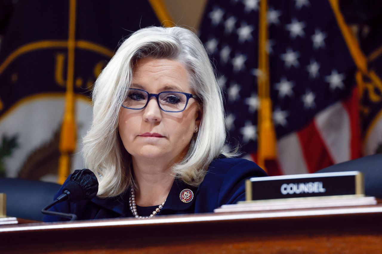 Rep. Liz Cheney, Vice Chair of the House Select Committee to Investigate the January 6th Attack on the US Capitol, questions Cassidy Hutchinson, a top former aide to Trump White House Chief of Staff Mark Meadows, as she testifies before the committee in Washington, DC, on June 28, 2022.