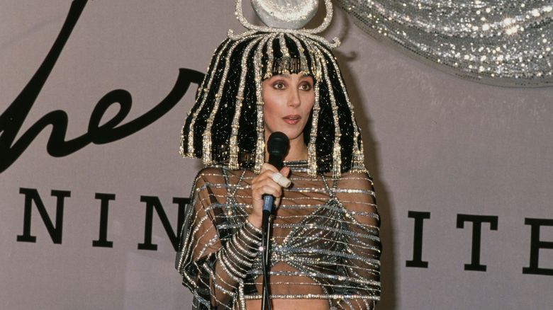 Cher at Bob Mackie's halloween party dressed as Cleopatra at Century Paramount in Century City, California, United States, 31st October 1988.  (Photo by Vinnie Zuffante/Getty Images)