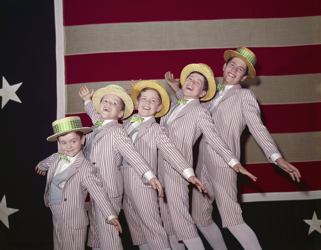 The Osmond Brothers are seen on the Andy Williams Show. From left to right Donny Osmond, Jay Osmond, Merrill Osmond, Wayne Osmond and Alan Osmond.