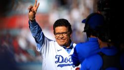 LOS ANGELES, CALIFORNIA - JULY 19:  Fernando Valenzuela waves to fans after throwing the ceremonial first pitch during the 92nd MLB All-Star Game presented by Mastercard at Dodger Stadium on July 19, 2022 in Los Angeles, California. (Photo by Sean M. Haffey/Getty Images)