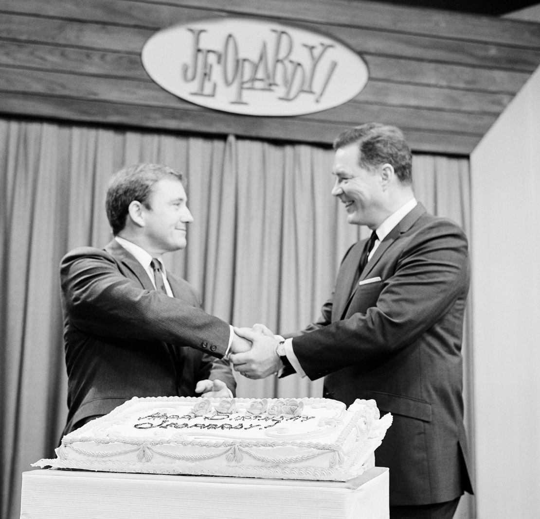 (From left) Creator Merv Griffin and host Art Flemming on 'Jeopardy!'