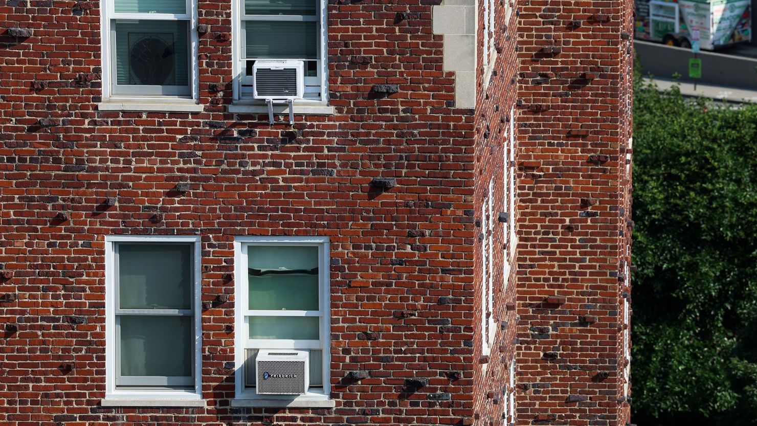 Air conditioning units in an apartment building on July 20, 2022 in Washington, DC.