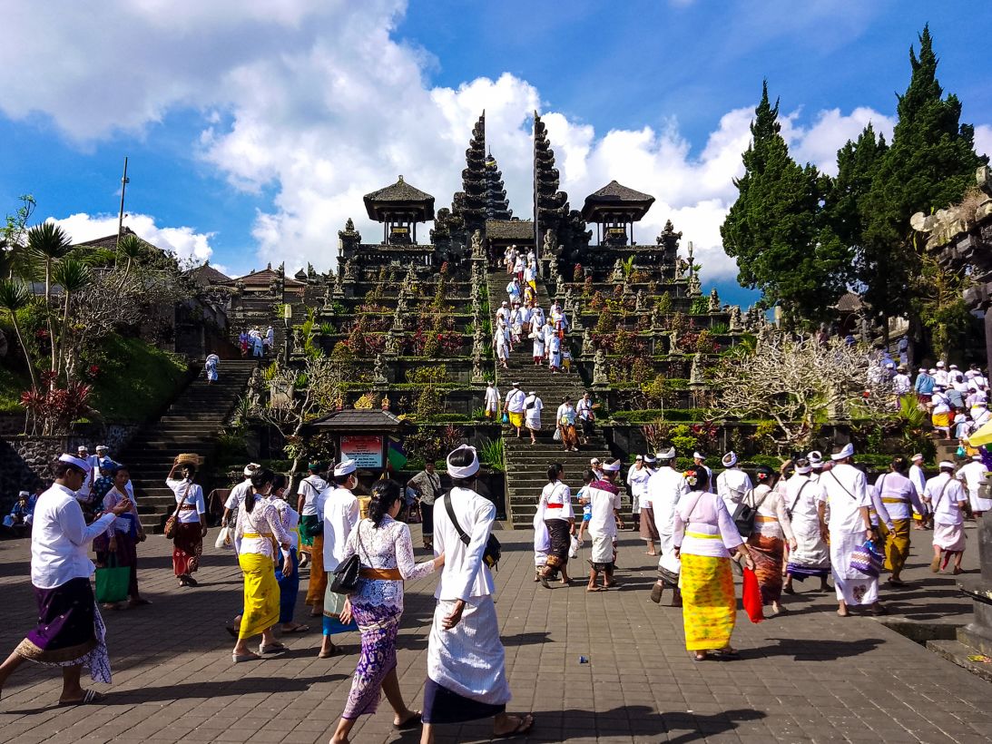 The Besakih temple complex, situated on the slopes of Mount Agung, is known as the “Mother Temple of Bali.”