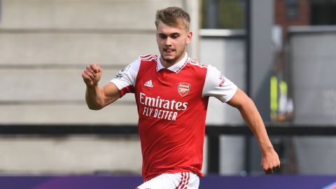 Billy Vigar of Arsenal during the Premier League match between Arsenal FC and Everton FC at Meadow Park on September 03, 2022 in Borehamwood, England.