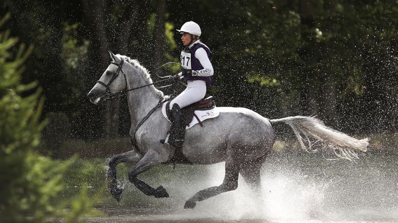 WOODSTOCK, ENGLAND - SEPTEMBER 18: Georgie Campbell riding Darcy De La Rose competes in the Cross Country 8/9YO event during day three of the Blenheim Palace International Horse Trials at Blenheim Palace on September 18, 2022 in Woodstock, England. (Photo by Ryan Pierse/Getty Images)