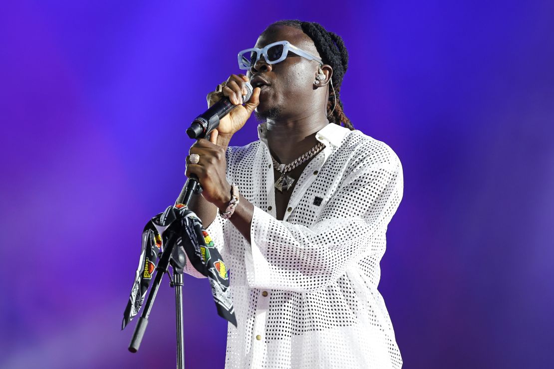 Stonebwoy, pictured here performing during the Global Citizen Festival in Accra, Ghana, in 2022, has collaborated with some of the biggest names in music.