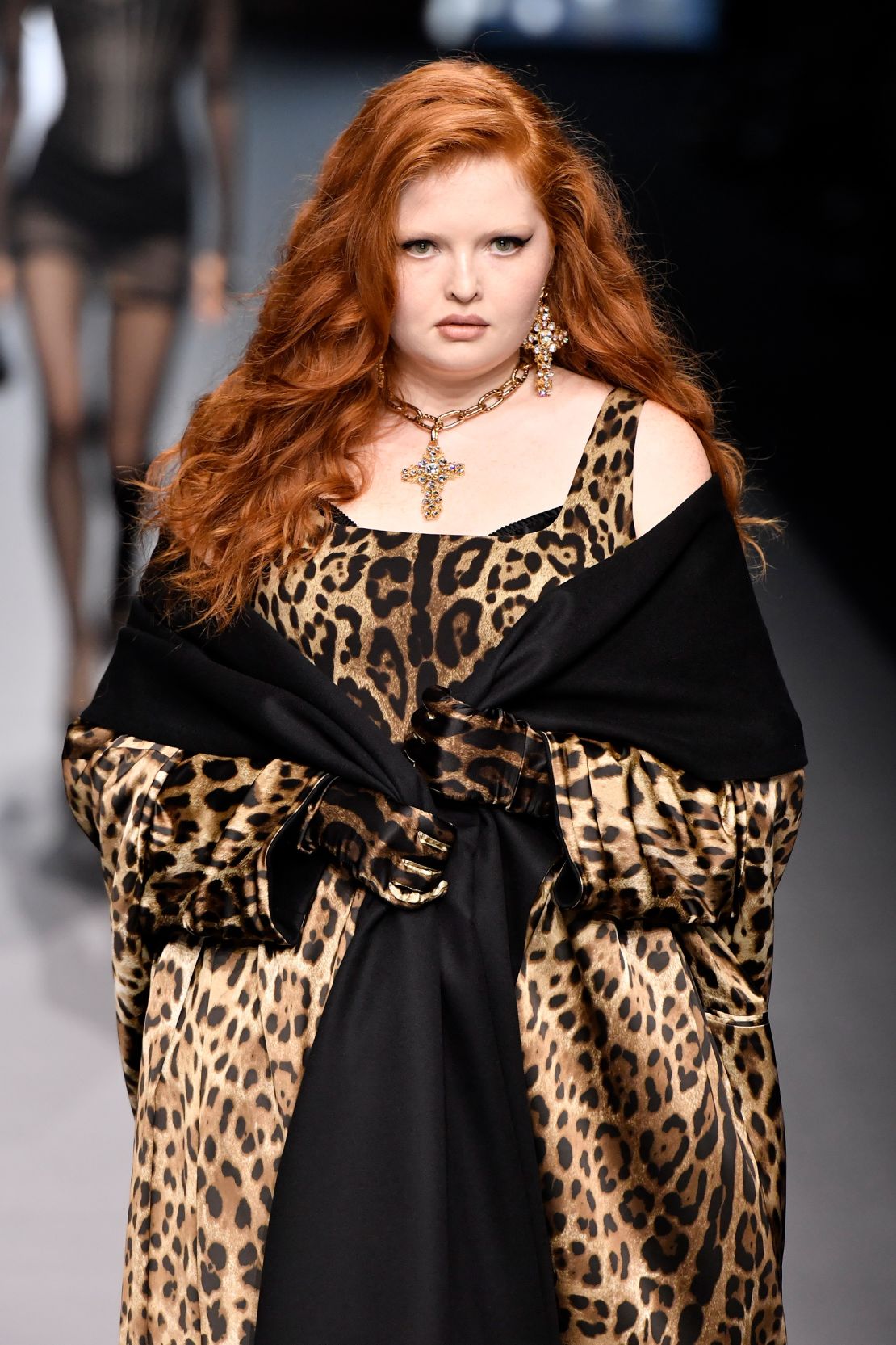 Leopard print is another key tenet of the 'mob wife' style. This look formed part of Dolce & Gabbana's Spring-Summer 2023 show in Milan.