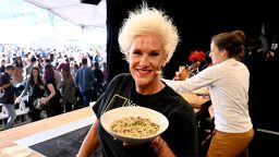 Anne Burrell makes a culinary presentation during the Food Network New York City Wine & Food Festival on October 15, 2022 in New York City.