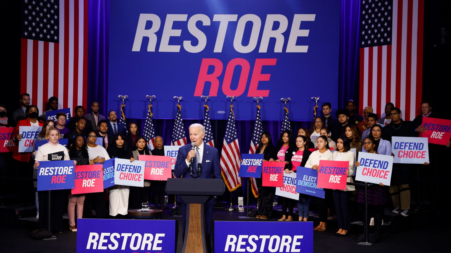 President Joe Biden speaks at a Democratic National Committee event at the Howard Theatre on October 18, 2022, in Washington, DC.