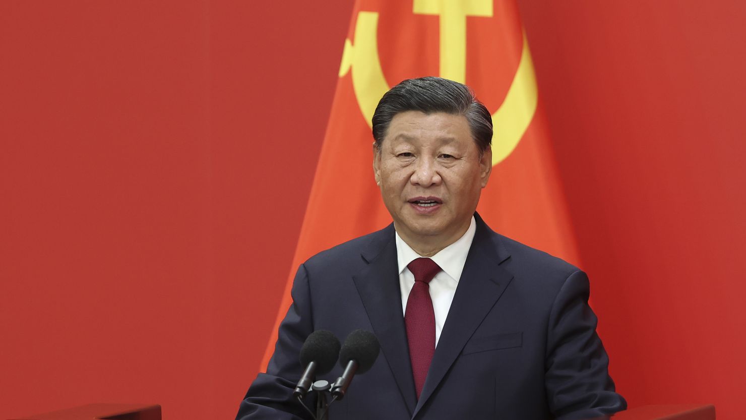 Chinese leader Xi Jinping speaks at the Communist Party's National Congress on October 23, 2022 in Beijing.