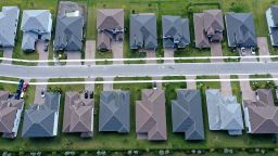 In this aerial view, single family homes are shown in a residential neighborhood on October 27, 2022 in Miramar, Florida.
