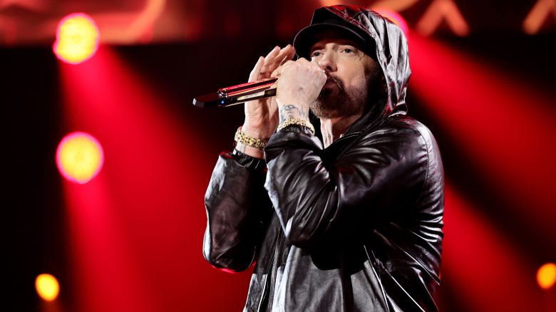 Eminem performs onstage during the 37th Annual Rock & Roll Hall of Fame Induction Ceremony at Microsoft Theater on November 05, 2022 in Los Angeles, California.