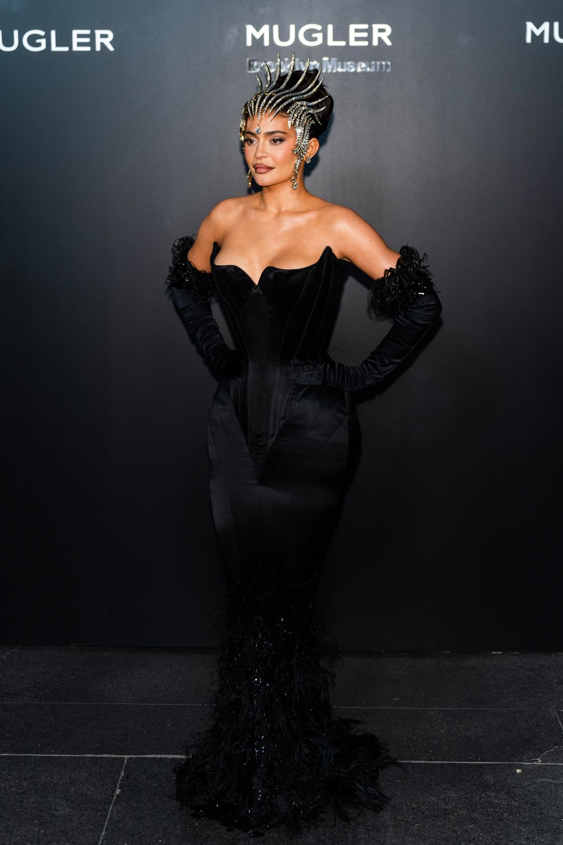 Kylie Jenner picked her outfit for the "Thierry Mugler: Couturissime" exhibition opening night in New York straight off the museum mannequin.