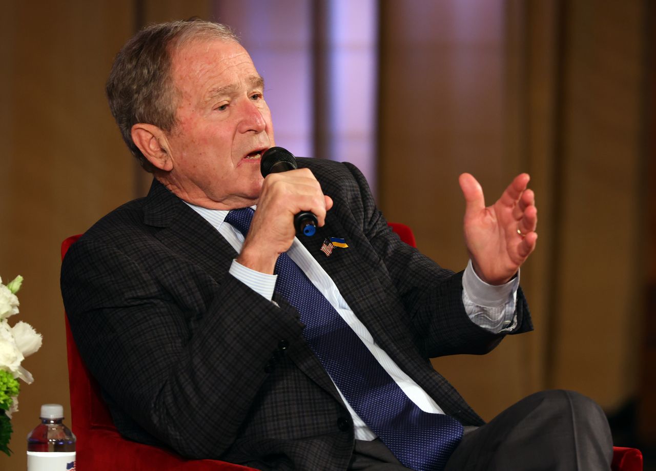 Former President George W. Bush speaks in Dallas in 2022.