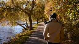 Man walking in autumn park
