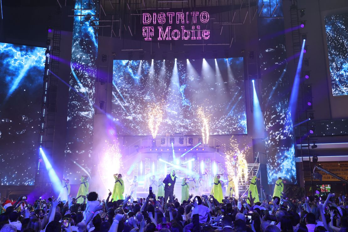 Puerto Rican native Farruko performs on Dick Clark’s New Year’s Rockin’ Eve with Ryan Seacrest 2023 during the show’s second-ever Spanish countdown from DISTRITO T-Mobile in San Juan, Puerto Rico.