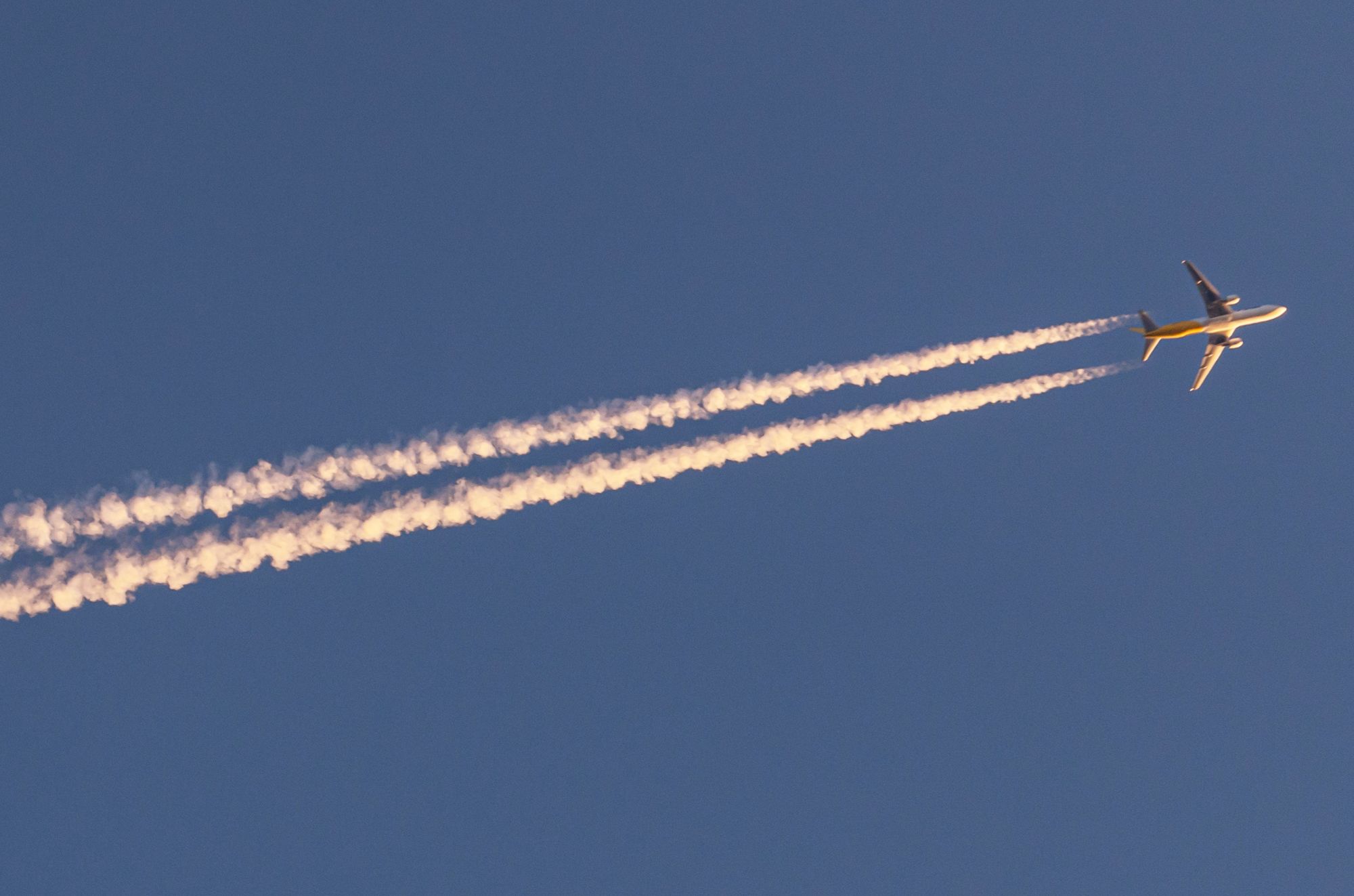 Condensation trail behind a plane.