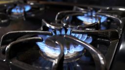 In this photo illustration, flames burn on a natural gas-burning stove on January 12, 2023 in Chicago, Illinois. Consumers and politicians have voiced concern after the commissioner of the Consumer Product Safety Commission (CPSC) recently suggested that gas stoves were a health hazard, leading people to believe that they would be banned.