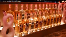 A general view of bottles during the launch of 818 Tequila in the UAE hosted by Kendall Jenner with an after party at Cloud22 during the Grand Reveal Weekend for Atlantis The Royal, Dubai's new ultra-luxury hotel on January 20, 2023 in Dubai, United Arab Emirates.