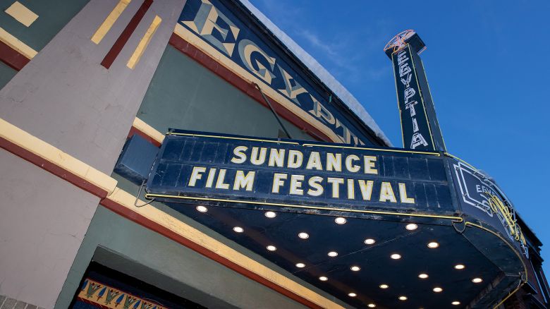 General view of the Egyptian Theatre sign during the 2023 Sundance Film in Park City, Utah.
