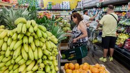 Miami Beach, Florida, Normandy Isle, Sabor Tropical Supermarket with shoppers in produce aisle. (Photo by: Jeffrey Greenberg/Universal Images Group via Getty Images)