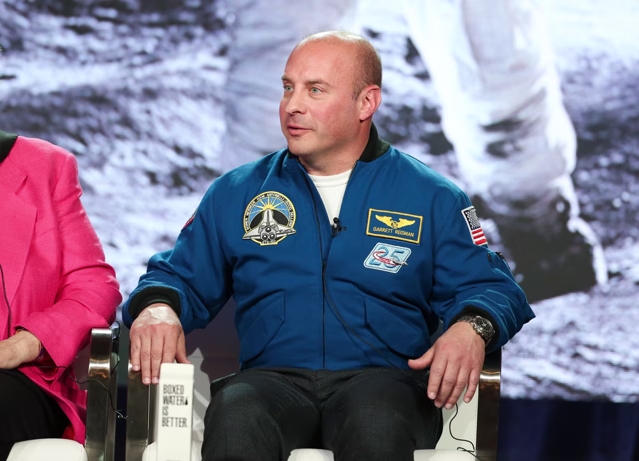 Garrett Reisman speaks at a panel event during the TCA Winter Press Tour in Los Angeles in February 2019.