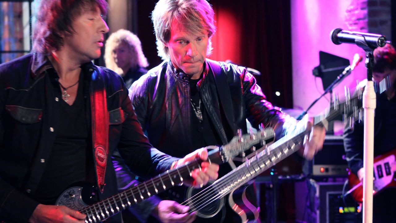 Bon Jovi performing on a TV program on December 18, 2008 in New York City.