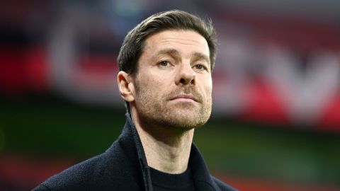 LEVERKUSEN, GERMANY - MARCH 09: Xabi Alonso, Head Coach of Bayer 04 Leverkusen, looks on prior to the UEFA Europa League round of 16 leg one match between Bayer 04 Leverkusen and Ferencvarosi TC at BayArena on March 09, 2023 in Leverkusen, Germany. (Photo by Frederic Scheidemann/Getty Images)