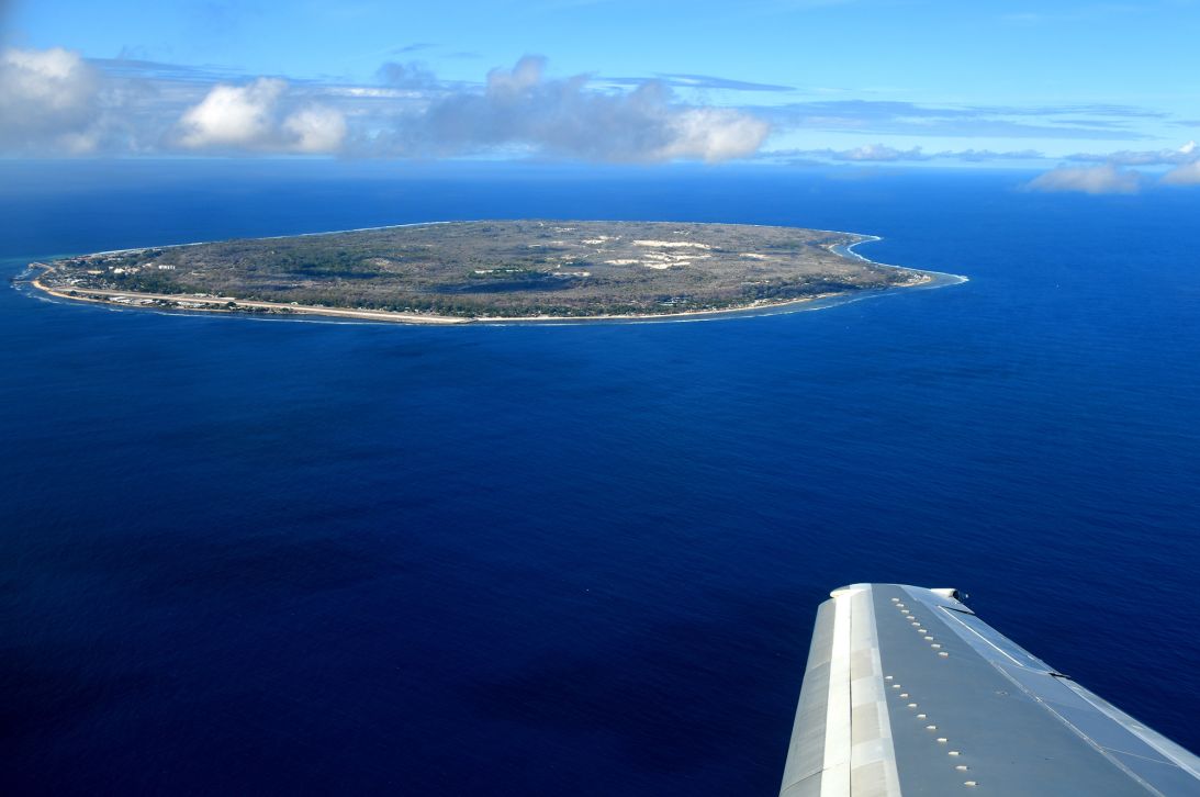 Nauru's airport runway slices through a part of the main town.
