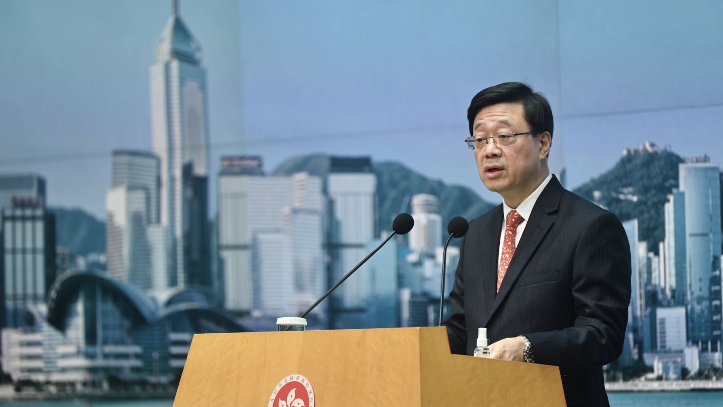 Hong Kong Chief Executive John Lee Ka-chiu speaks to the media ahead of an Executive Council meeting on March 21, 2023 in Hong Kong, China.