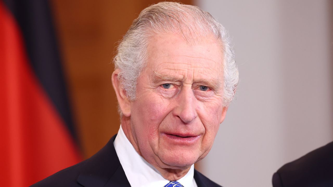 BERLIN, GERMANY - MARCH 29: King Charles III arrives at Schloss Bellevue presidential palace on the first day of their state visit to Germany on March 29, 2023 in Berlin, Germany. The King and The Queen Consort's first state visit to Germany is taking place in Berlin, Brandenburg and Hamburg from Wednesday, March 29th, to Friday, March 31st, 2023. The King and Queen Consort's state visit to France, which was scheduled for March 26th - 29th, has been postponed due to ongoing mass strikes and protests. (Photo by Sebastian Reuter/Getty Images)