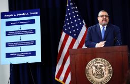 Manhattan District Attorney Alvin Bragg speaks during a press conference after former President Donald Trump's arraignment, April 4, 2023, in New York City.
