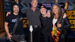 LOS ANGELES, CALIFORNIA - APRIL 12: 
(L-R) Robert Trujillo, James Hetfield, Lars Ulrich, and Kirk Hammett of Metallica visit SiriusXM's 'The Howard Stern Show' at SiriusXM Studios on April 12, 2023 in Los Angeles, California. (Photo by Emma McIntyre/Getty Images for SiriusXM)