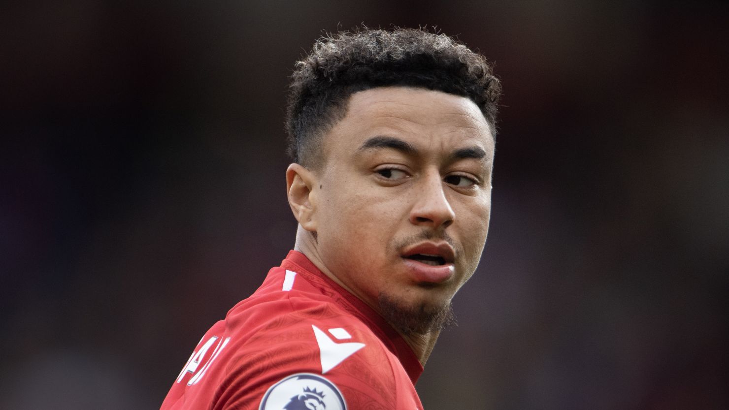 Jesse Lingard in Premier League action for Nottingham Forest against Manchester United on April 16, 2023.