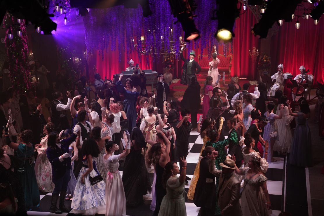 Shonda Rhimes, Golda Rosheuvel and cast members visit The Queen’s Ball: A Bridgerton Experience in New York on April 30, 2023.