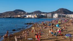 Large group of people at the beach Las Palmas de Gran Canaria, Canary Islands, Spain