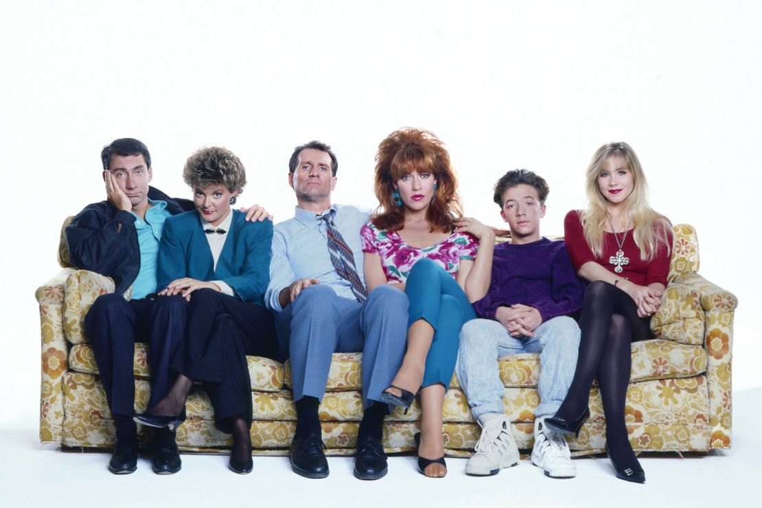 (From left) David Garrison, Amanda Bearse, Ed O'Neill, Katey Sagal, David Faustino and Christina Applegate, the cast of 'Married With Children,' in 1989.