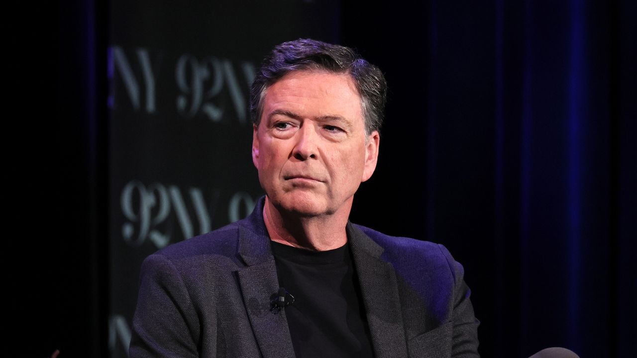 Nicolle Wallace (L) interviews James Comey onstage during Former FBI Director James Comey In Conversation With MSNBC's Nicolle Wallace at 92NY on May 30, 2023 in New York City.