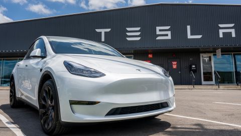 A Tesla Model Y is seen on a Tesla car lot on May 31, 2023 in Austin, Texas. Tesla's Model Y has become the world's best selling car in the first quarter of 2023.